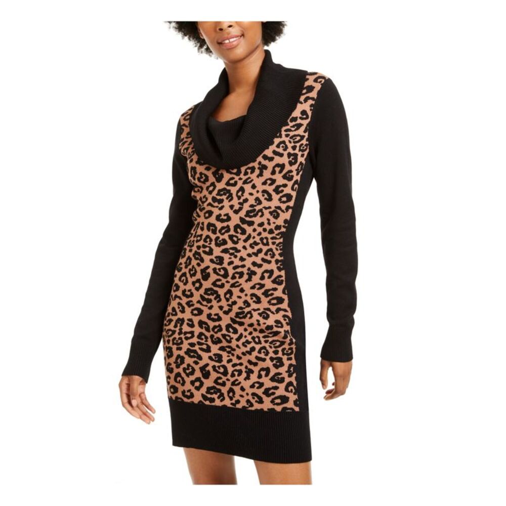 BCX Womens Shift Short Dress Long Sleeve Cowl Neck